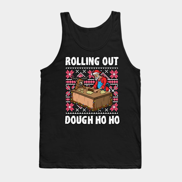 Foodie Gifts Food Coma Ugly Christmas Pun Santa Claus Tank Top by TellingTales